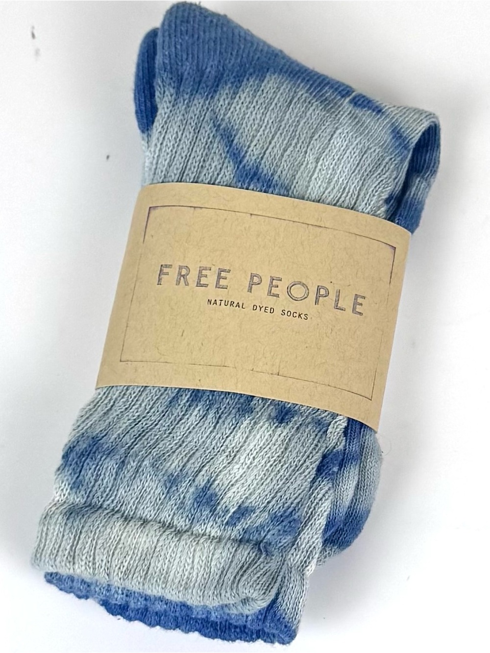 Free People Natural Tie-Dyed Socks in Blue